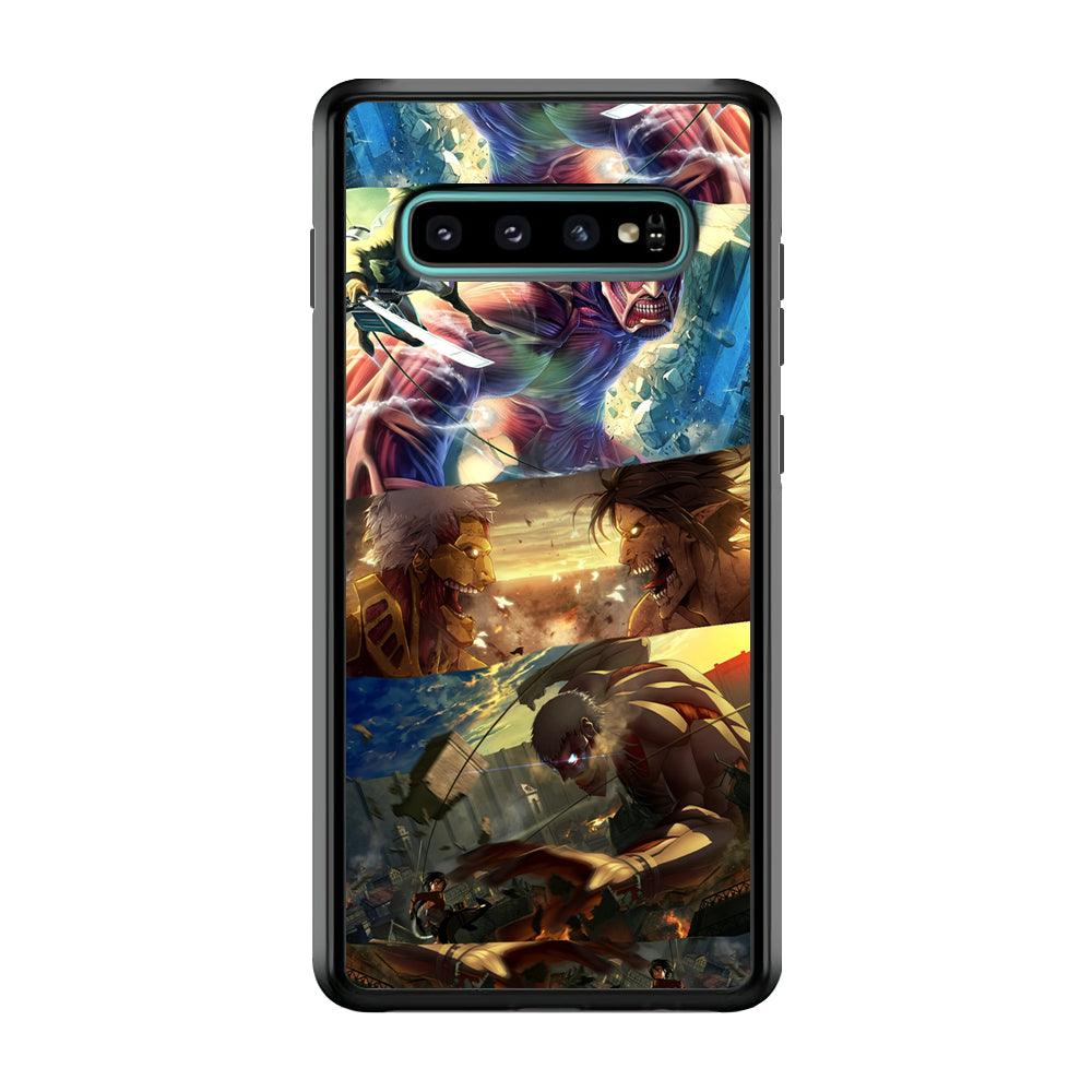Attack on Titan Scene of Struggle Samsung Galaxy S10 Plus Case-Rubber Black (2D Case)-Oxvistore
