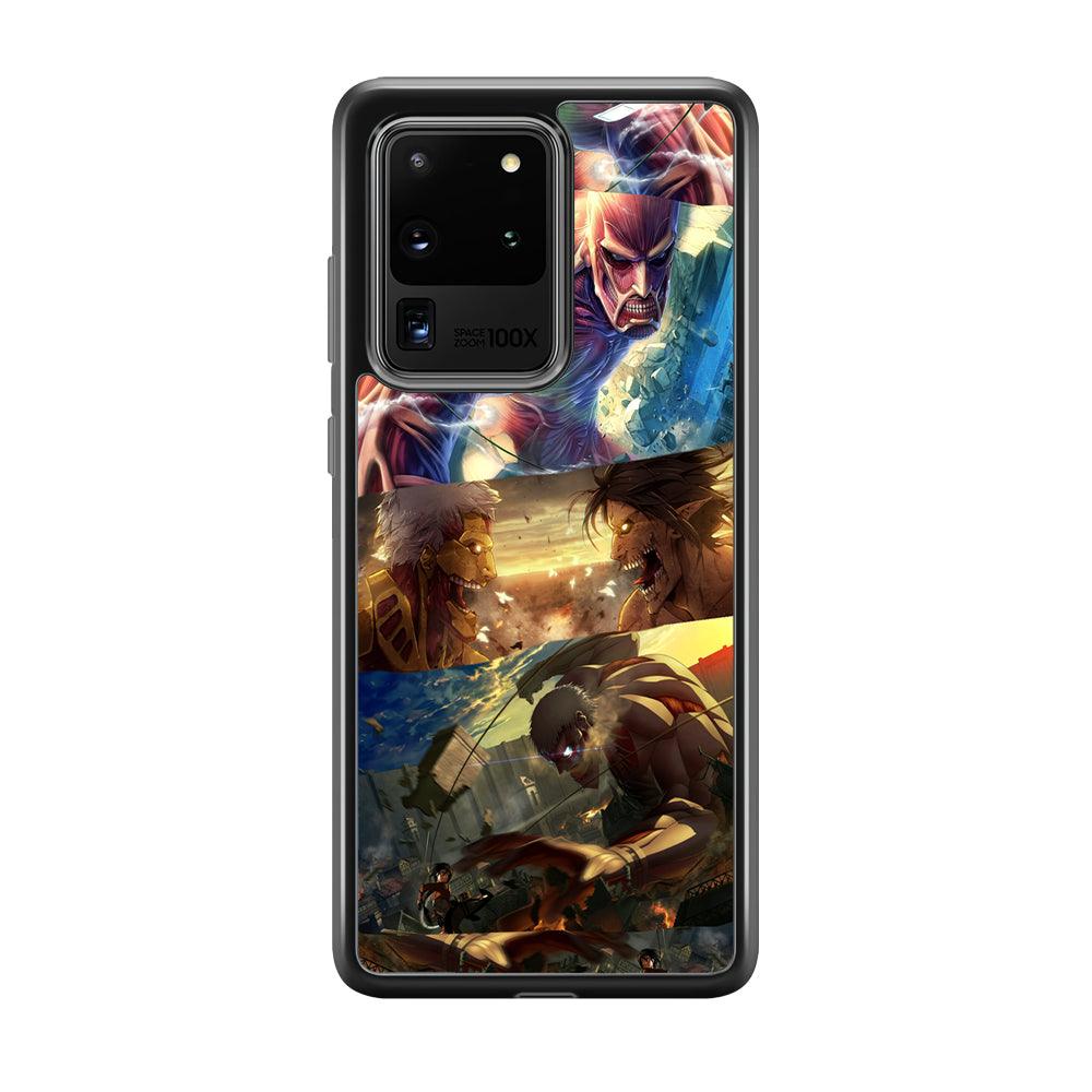 Attack on Titan Scene of Struggle Samsung Galaxy S20 Ultra Case-Rubber Black (2D Case)-Oxvistore