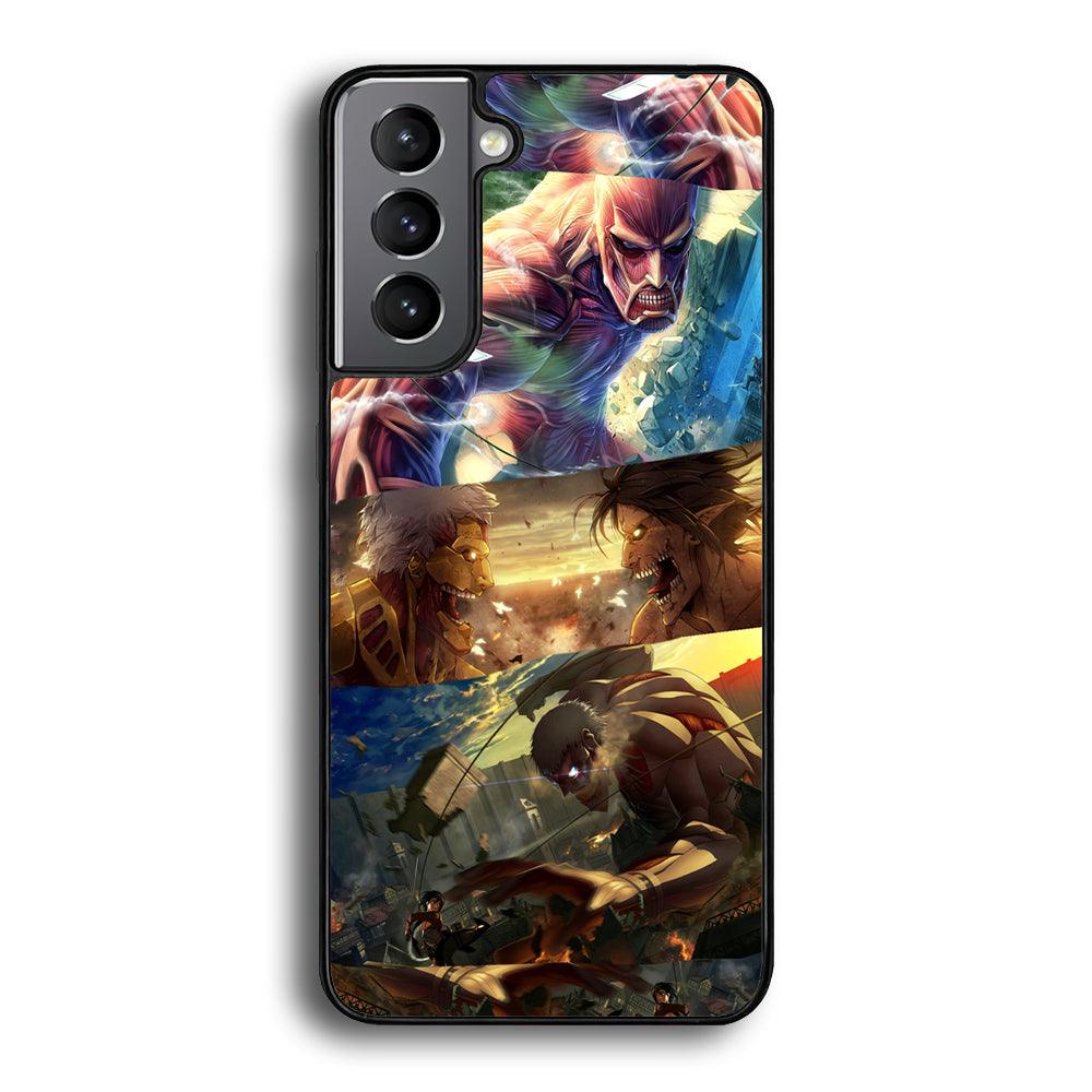 Attack on Titan Scene of Struggle Samsung Galaxy S22 Case-Rubber Black (2D Case)-Oxvistore