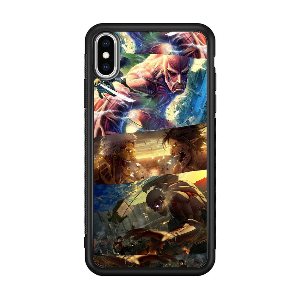 Attack on Titan Scene of Struggle iPhone Xs Max Case-Rubber Black (2D Case)-Oxvistore