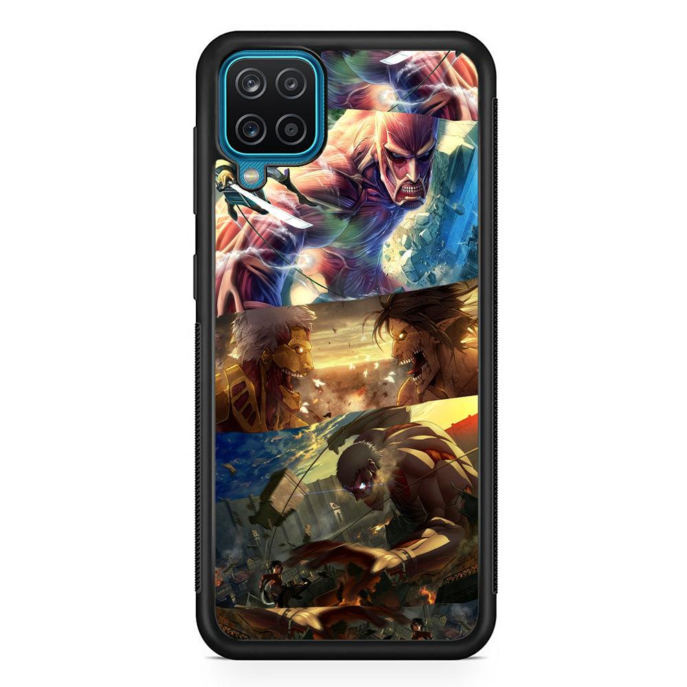Attack on Titan Scene of Struggle Samsung Galaxy A12 Case-Rubber Black (2D Case)-Oxvistore