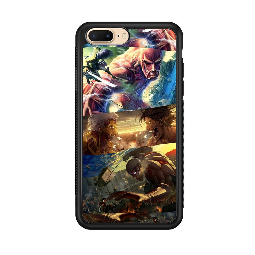 Attack on Titan Scene of Struggle iPhone 8 Plus Case-Rubber Black (2D Case)-Oxvistore