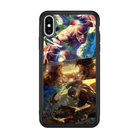 Attack on Titan Scene of Struggle iPhone XS Case-Rubber Black (2D Case)-Oxvistore