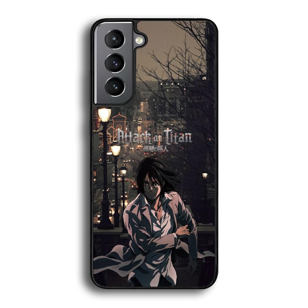 Attack on Titan Walked Home Samsung Galaxy S24 Case-Rubber Black (2D Case)-Oxvistore