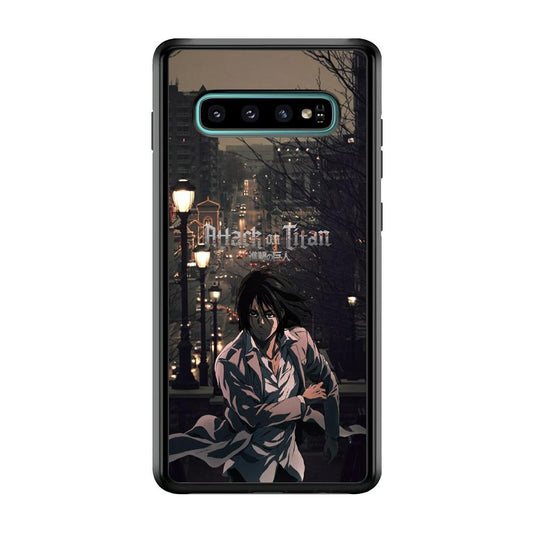 Attack on Titan Walked Home Samsung Galaxy S10 Case-Rubber Black (2D Case)-Oxvistore