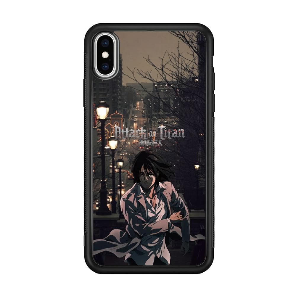 Attack on Titan Walked Home iPhone XS Case-Rubber Black (2D Case)-Oxvistore