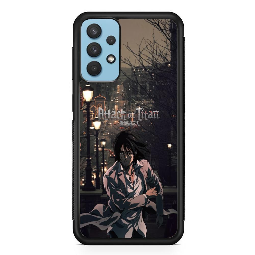 Attack on Titan Walked Home Samsung Galaxy A32 Case-Rubber Black (2D Case)-Oxvistore