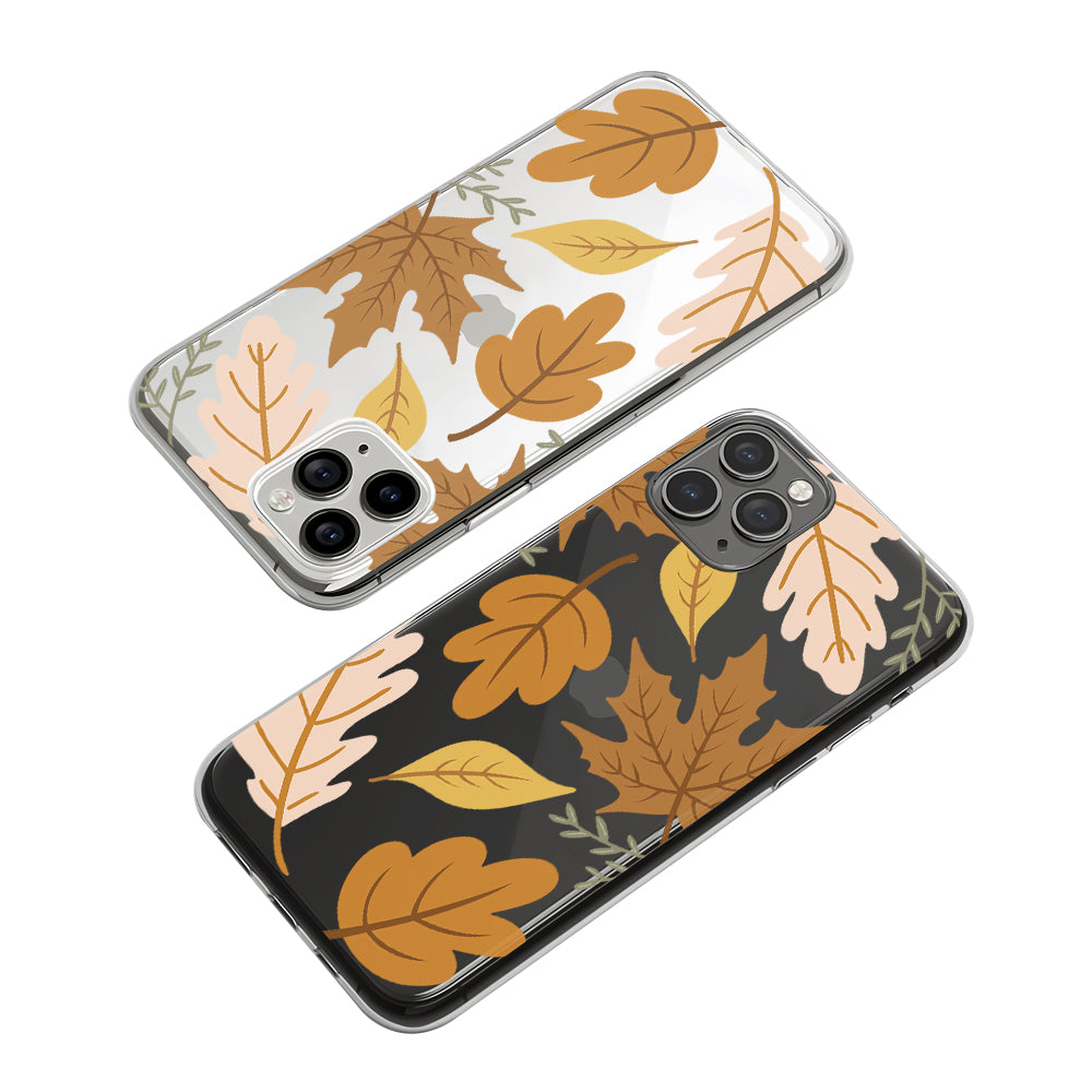 Autumn Comes with Blowing Dry Leaves Clear Soft Case