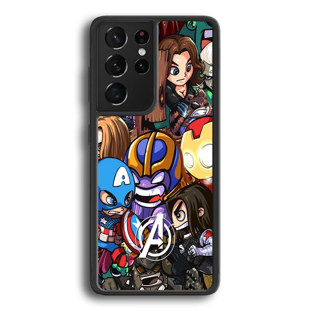 Avenger Cartoon Kid Samsung Galaxy S21 Ultra Case-Rubber Black (2D Case)-Oxvistore