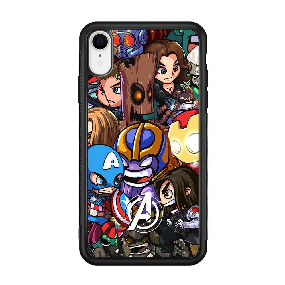Avenger Cartoon Kid iPhone XR Case-Rubber Black (2D Case)-Oxvistore