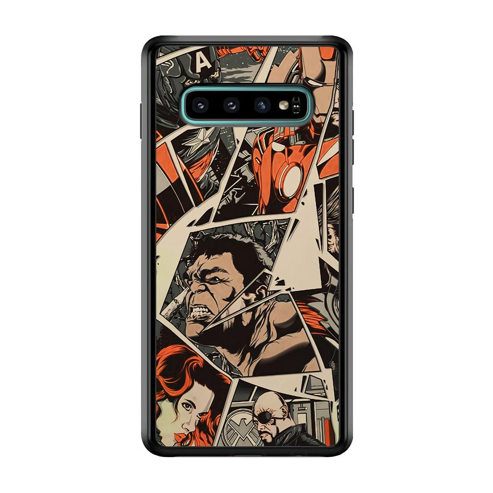 Avenger Piece of The Heroes Samsung Galaxy S10 Plus Case-Rubber Black (2D Case)-Oxvistore