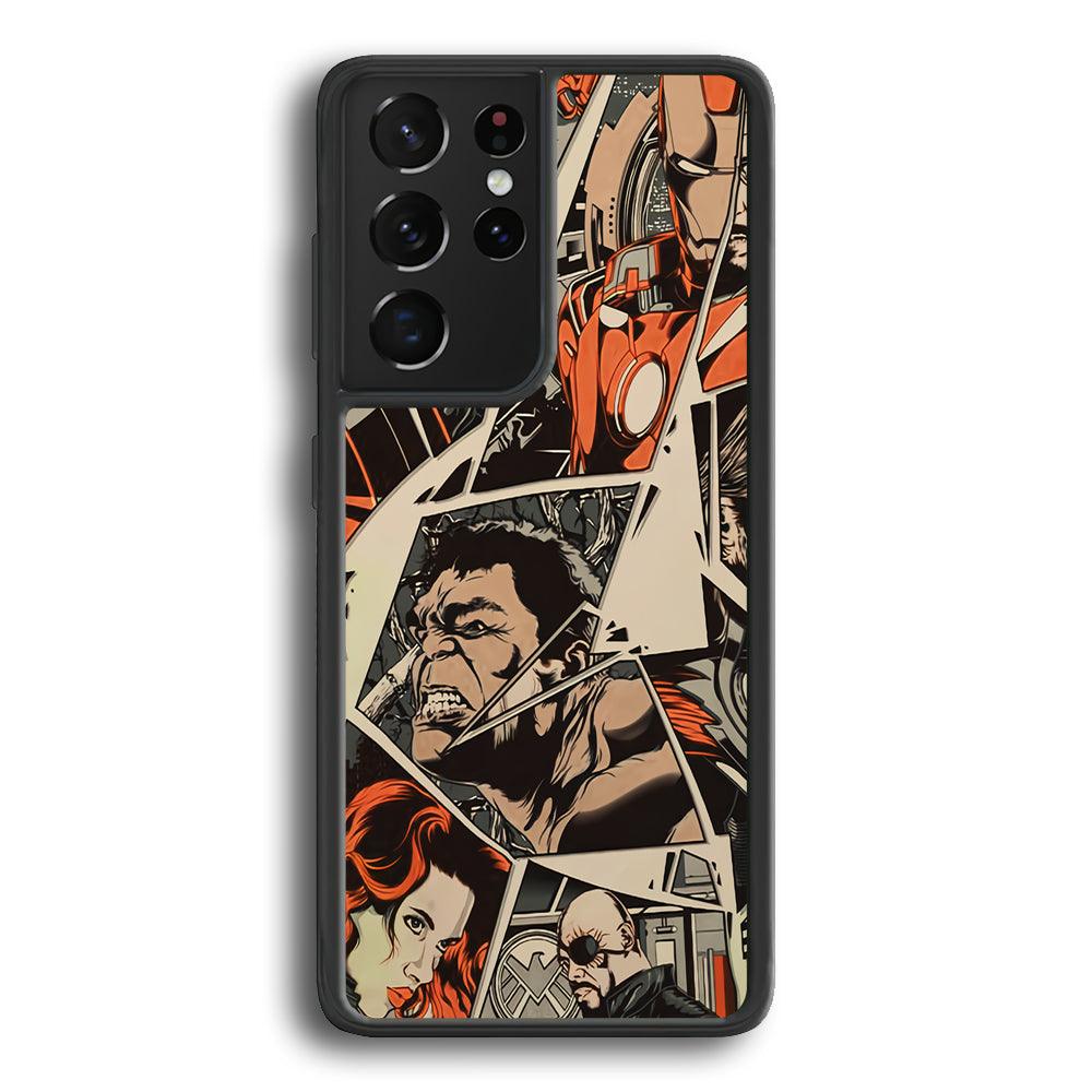 Avenger Piece of The Heroes Samsung Galaxy S21 Ultra Case-Rubber Black (2D Case)-Oxvistore