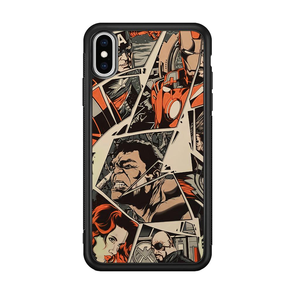 Avenger Piece of The Heroes iPhone Xs Max Case-Rubber Black (2D Case)-Oxvistore