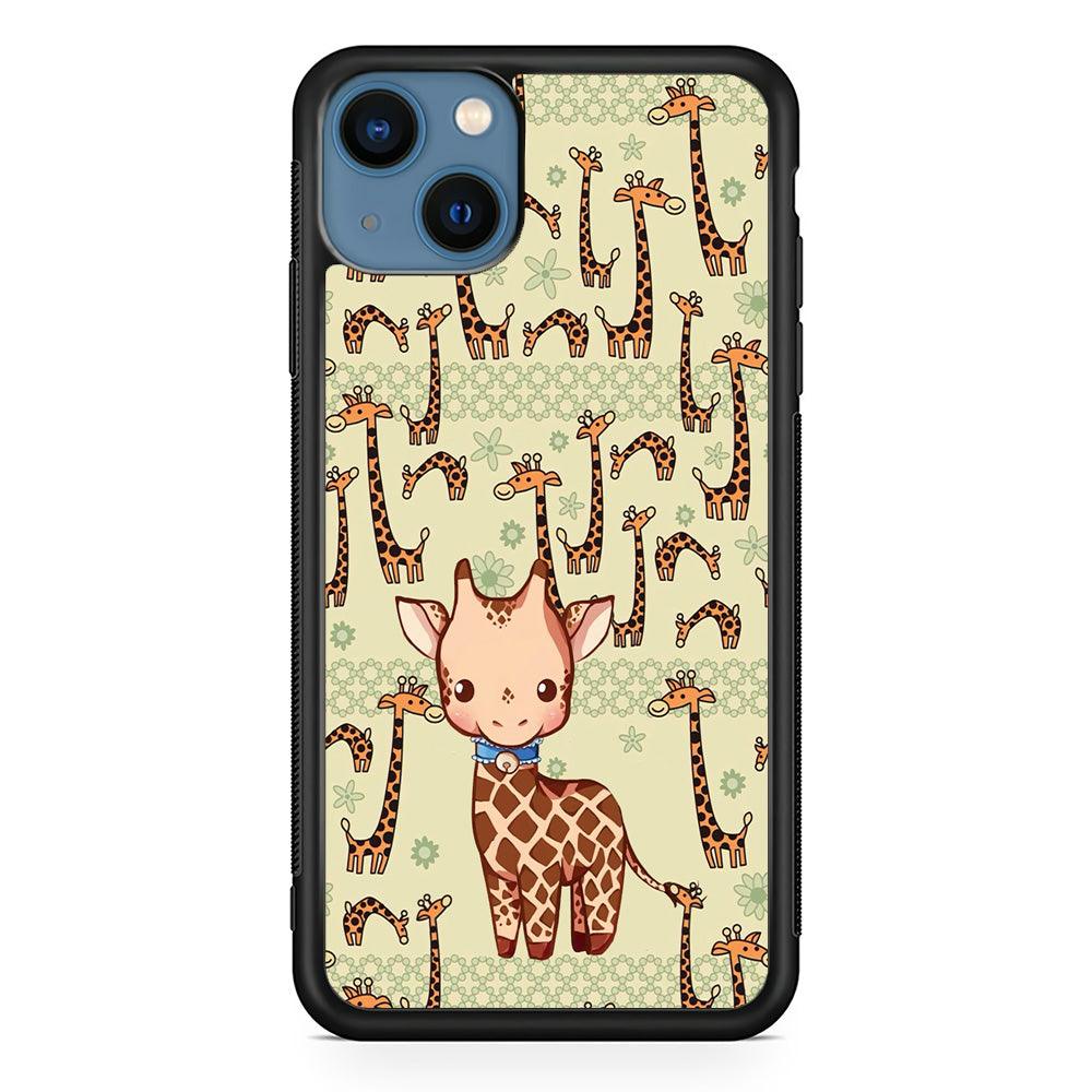 Baby Giraffe Adventure Ground iPhone 13 Case-Rubber White (2D Case)-Oxvistore