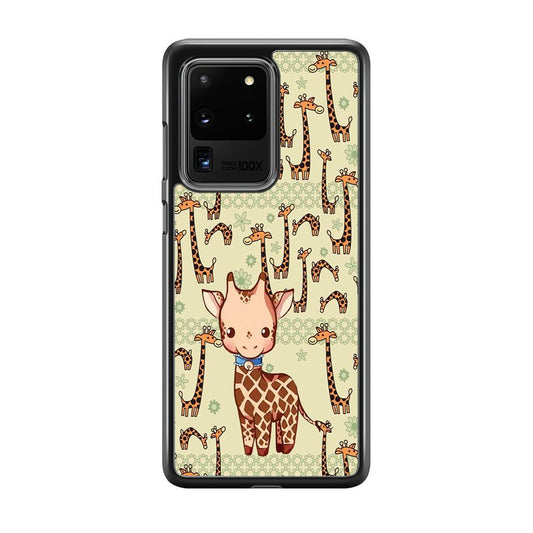 Baby Giraffe Adventure Ground Samsung Galaxy S20 Ultra Case-Rubber White (2D Case)-Oxvistore