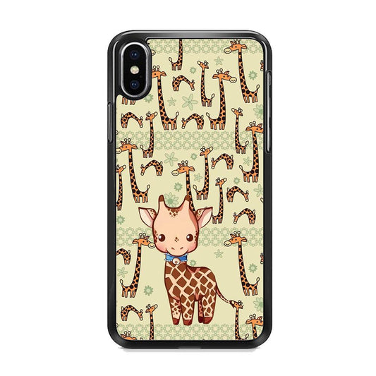 Baby Giraffe Adventure Ground iPhone XS MAX Case-Rubber White (2D Case)-Oxvistore