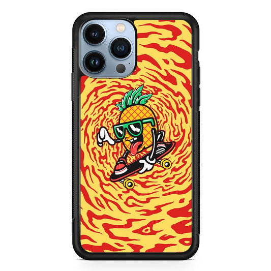 Banana Twisted Skate iPhone 14 Pro Max Case-Rubber White (2D Case)-Oxvistore