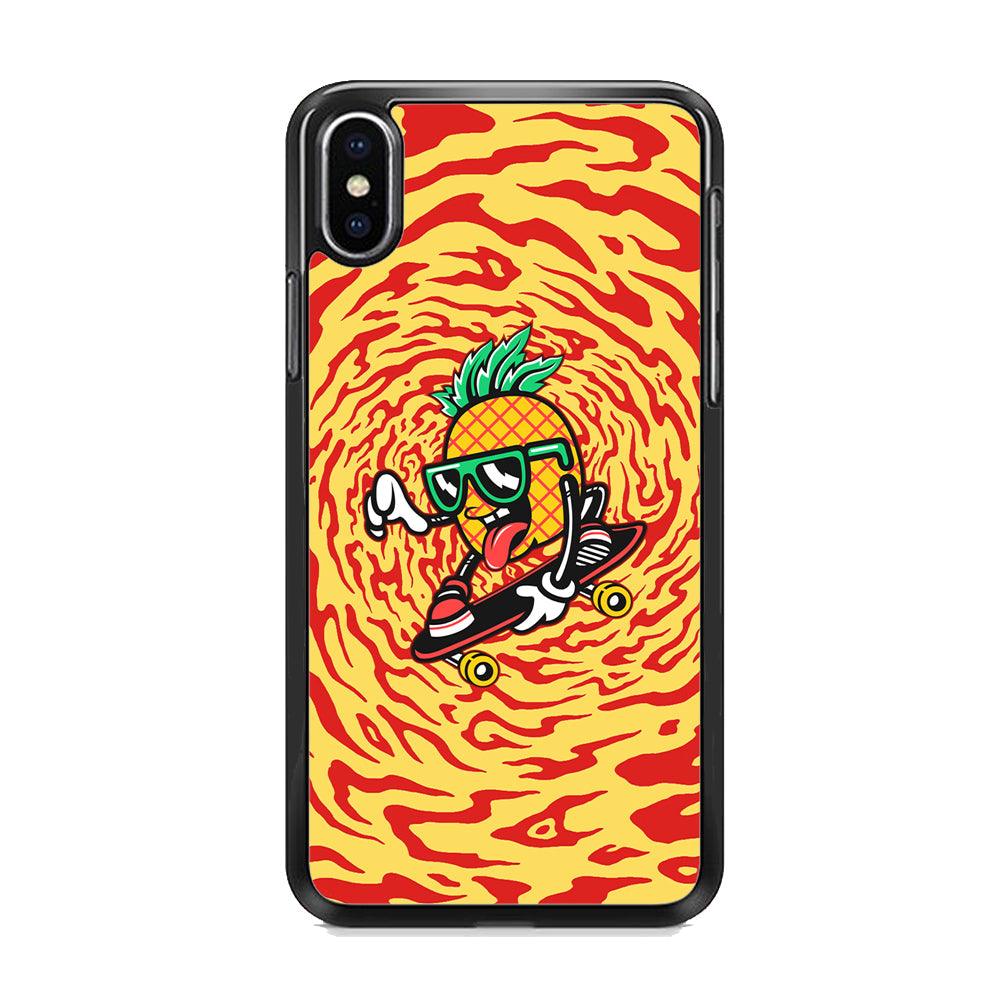 Banana Twisted Skate iPhone X Case-Rubber White (2D Case)-Oxvistore