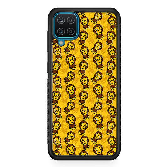 Bape Baby Milo Pattern Samsung Galaxy A12 Case-Rubber Black (2D Case)-Oxvistore