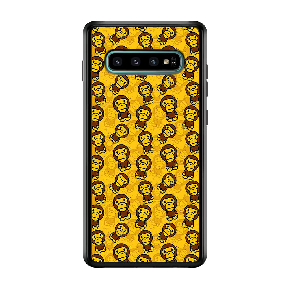 Bape Baby Milo Pattern Samsung Galaxy S10 Plus Case-Rubber Black (2D Case)-Oxvistore
