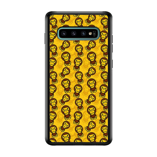 Bape Baby Milo Pattern Samsung Galaxy S10 Plus Case-Rubber Black (2D Case)-Oxvistore