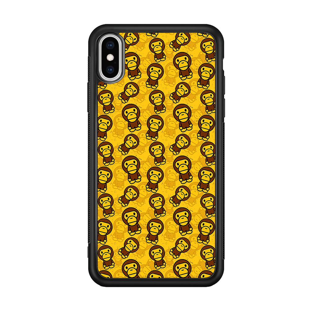 Bape Baby Milo Pattern iPhone Xs Max Case-Rubber Black (2D Case)-Oxvistore