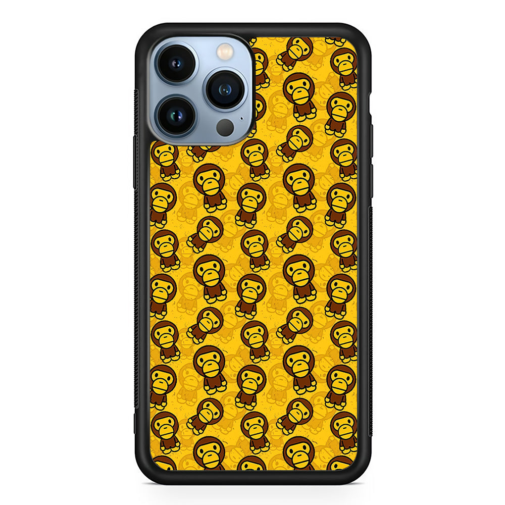Bape Baby Milo Pattern iPhone 15 Pro Max Case-Rubber Black (2D Case)-Oxvistore