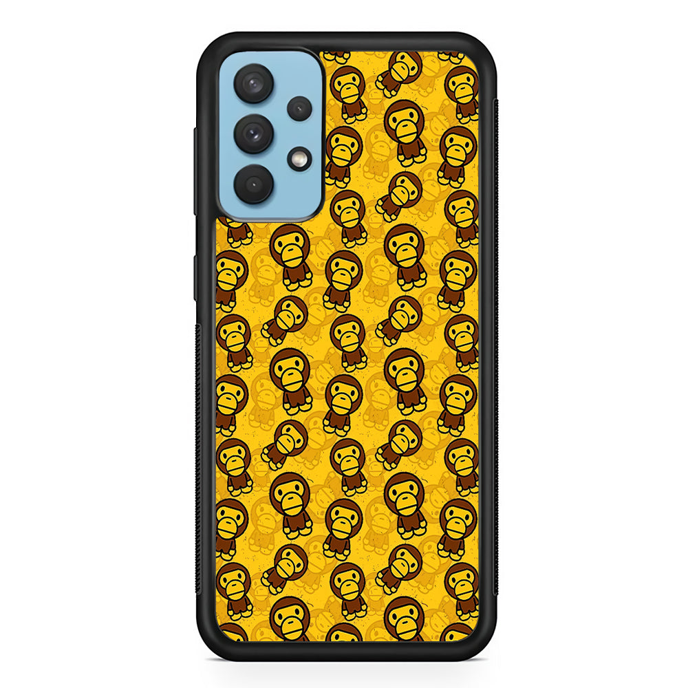 Bape Baby Milo Pattern Samsung Galaxy A32 Case-Rubber Black (2D Case)-Oxvistore