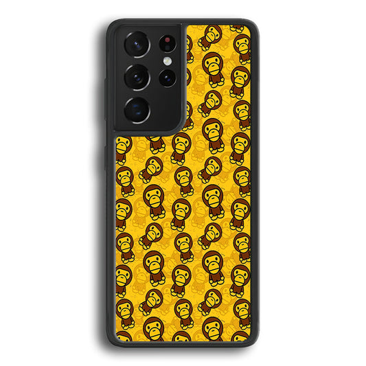 Bape Baby Milo Pattern Samsung Galaxy S22 Ultra Case-Rubber Black (2D Case)-Oxvistore