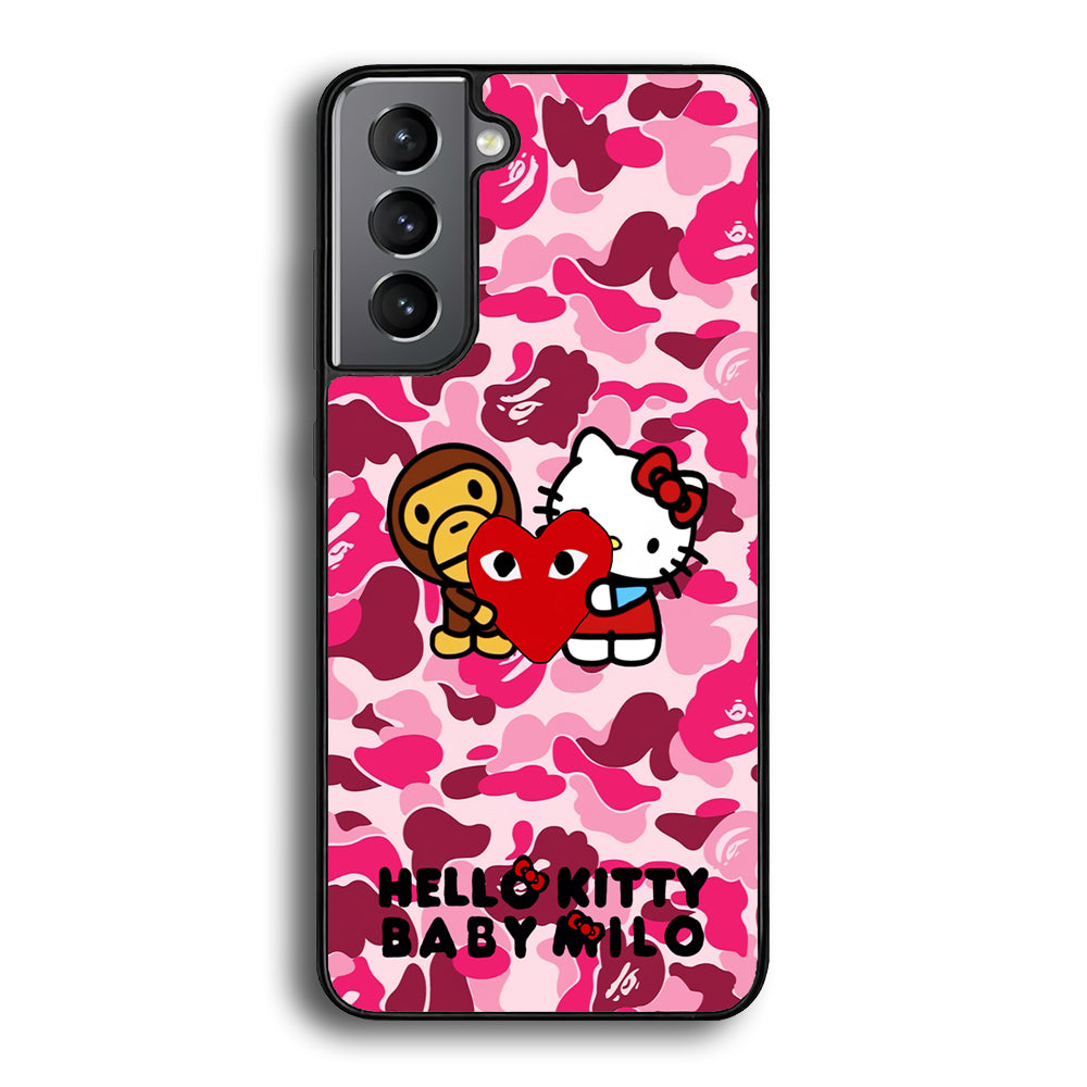 Bape Baby Milo X Hello Kitty Samsung Galaxy S22 Plus Case-Rubber Black (2D Case)-Oxvistore