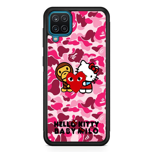 Bape Baby Milo X Hello Kitty Samsung Galaxy A12 Case-Rubber Black (2D Case)-Oxvistore