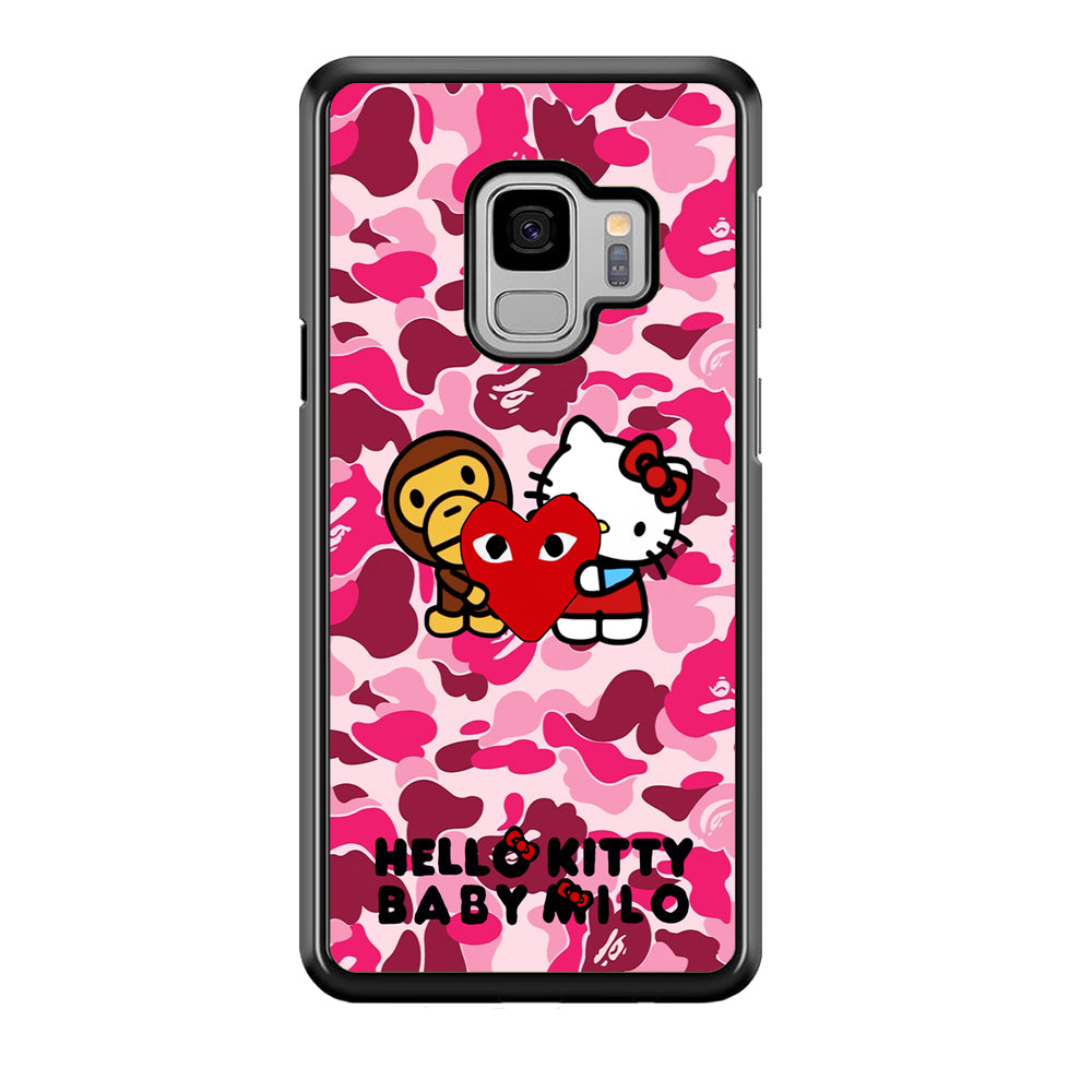 Bape Baby Milo X Hello Kitty Samsung Galaxy S9 Case-Rubber Black (2D Case)-Oxvistore