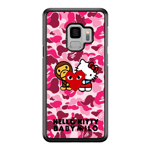 Bape Baby Milo X Hello Kitty Samsung Galaxy S9 Case-Rubber Black (2D Case)-Oxvistore