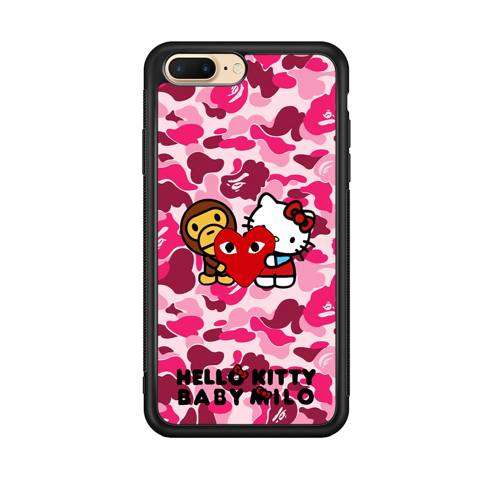 Bape Baby Milo X Hello Kitty iPhone 7 Plus Case-Rubber Black (2D Case)-Oxvistore