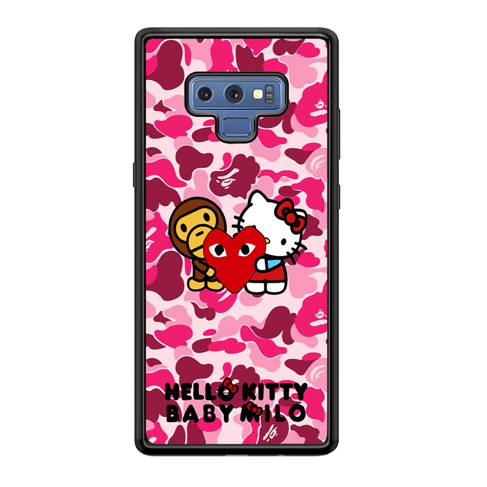 Bape Baby Milo X Hello Kitty Samsung Galaxy Note 9 Case-Rubber Black (2D Case)-Oxvistore