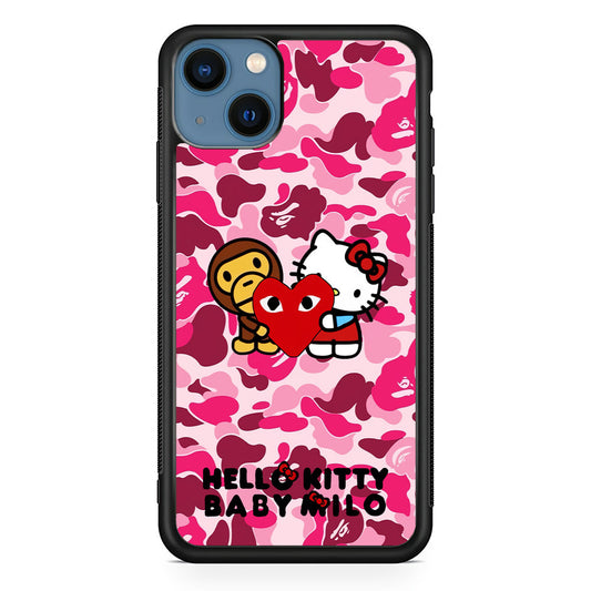 Bape Baby Milo X Hello Kitty iPhone 14 Plus Case-Rubber Black (2D Case)-Oxvistore