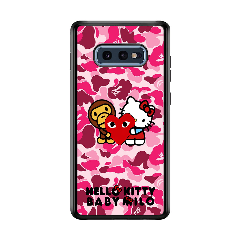 Bape Baby Milo X Hello Kitty Samsung Galaxy S10E Case-Rubber Black (2D Case)-Oxvistore