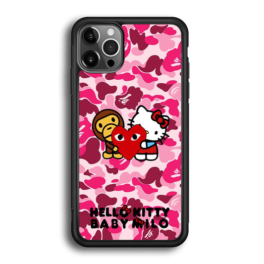 Bape Baby Milo X Hello Kitty iPhone 12 Pro Max Case-Rubber Black (2D Case)-Oxvistore
