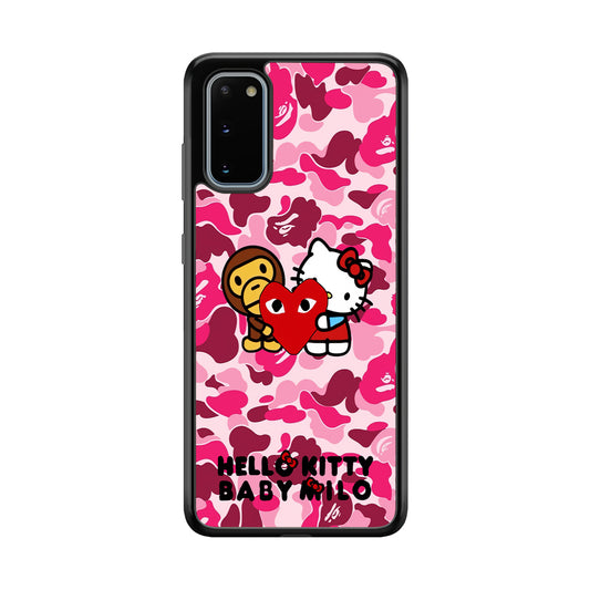 Bape Baby Milo X Hello Kitty Samsung Galaxy S20 Case-Rubber Black (2D Case)-Oxvistore