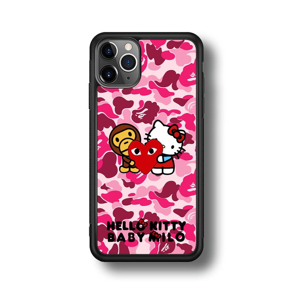 Bape Baby Milo X Hello Kitty iPhone 11 Pro Case-Rubber Black (2D Case)-Oxvistore