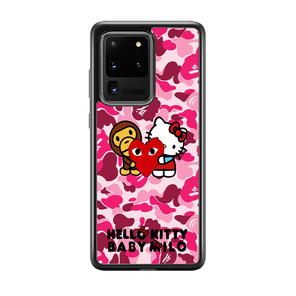 Bape Baby Milo X Hello Kitty Samsung Galaxy S20 Ultra Case-Rubber Black (2D Case)-Oxvistore