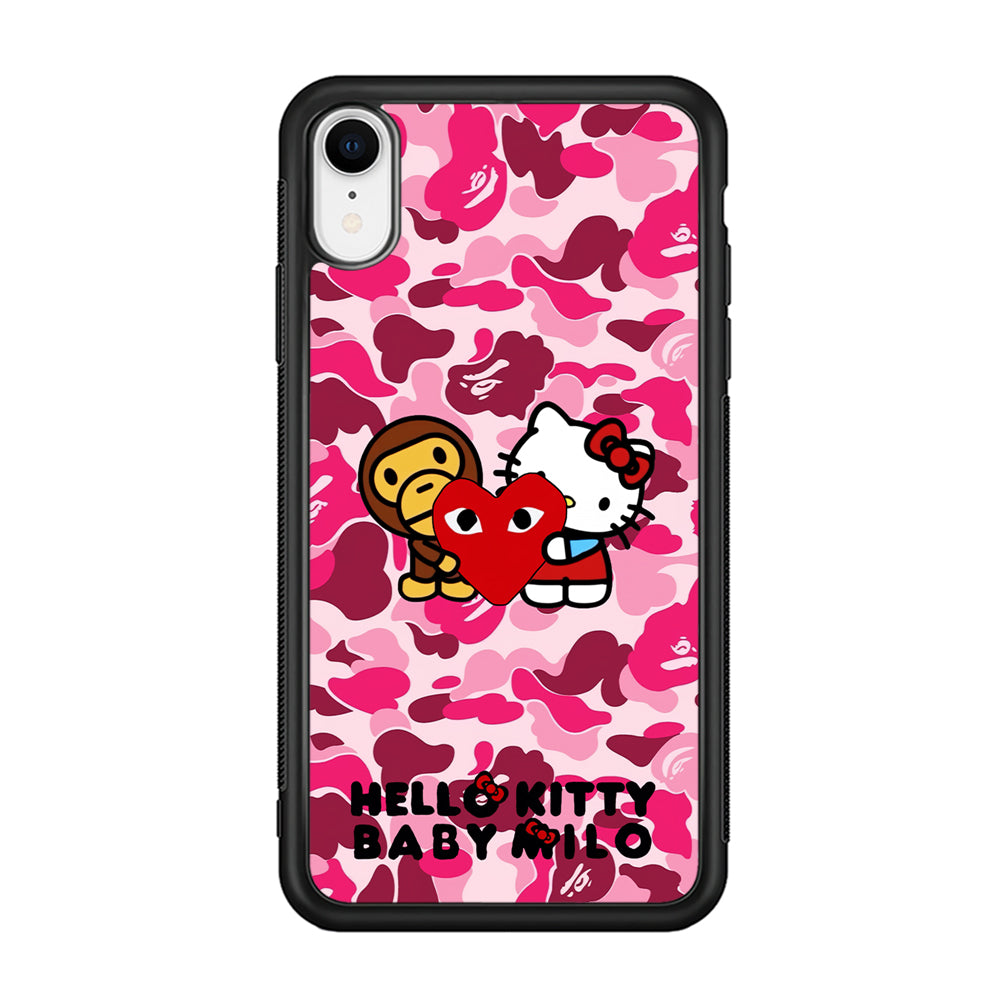 Bape Baby Milo X Hello Kitty iPhone XR Case-Rubber Black (2D Case)-Oxvistore