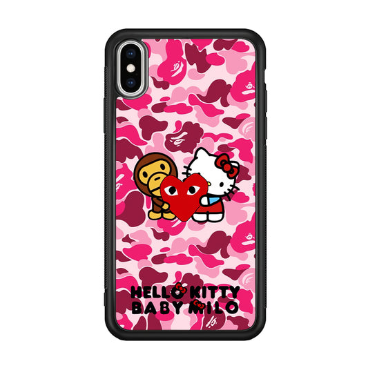 Bape Baby Milo X Hello Kitty iPhone X Case-Rubber Black (2D Case)-Oxvistore