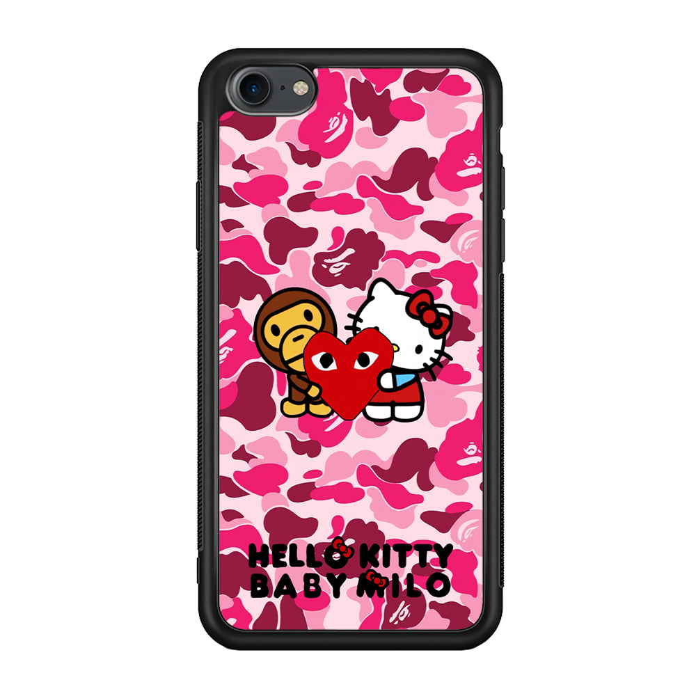 Bape Baby Milo X Hello Kitty iPhone 7 Case-Rubber Black (2D Case)-Oxvistore