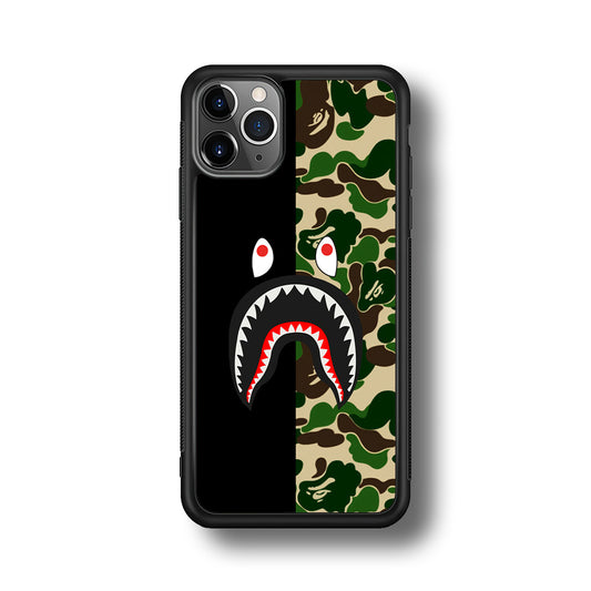 Bape Black Green Camo iPhone 11 Pro Case-Rubber Black (2D Case)-Oxvistore
