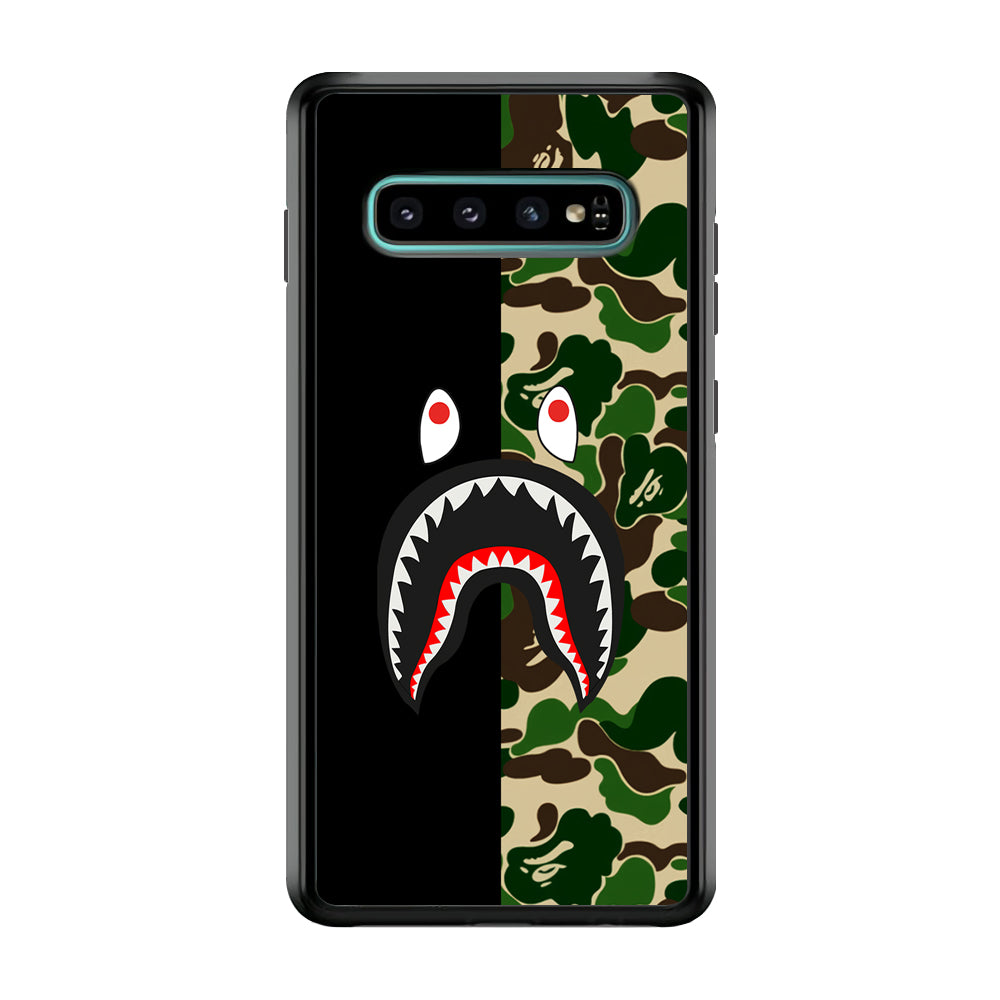 Bape Black Green Camo Samsung Galaxy S10 Case-Rubber Black (2D Case)-Oxvistore