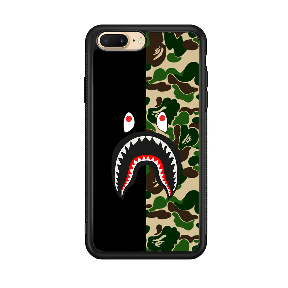 Bape Black Green Camo iPhone 8 Plus Case-Rubber Black (2D Case)-Oxvistore