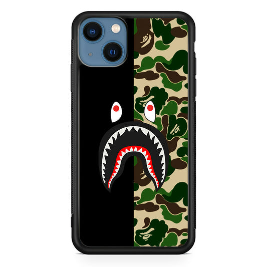 Bape Black Green Camo iPhone 14 Case-Rubber Black (2D Case)-Oxvistore