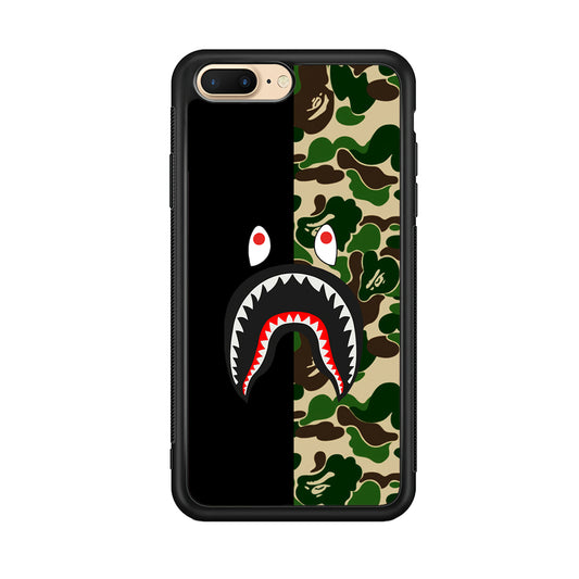 Bape Black Green Camo iPhone 7 Plus Case-Rubber Black (2D Case)-Oxvistore