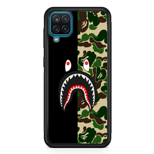 Bape Black Green Camo Samsung Galaxy A12 Case-Rubber Black (2D Case)-Oxvistore